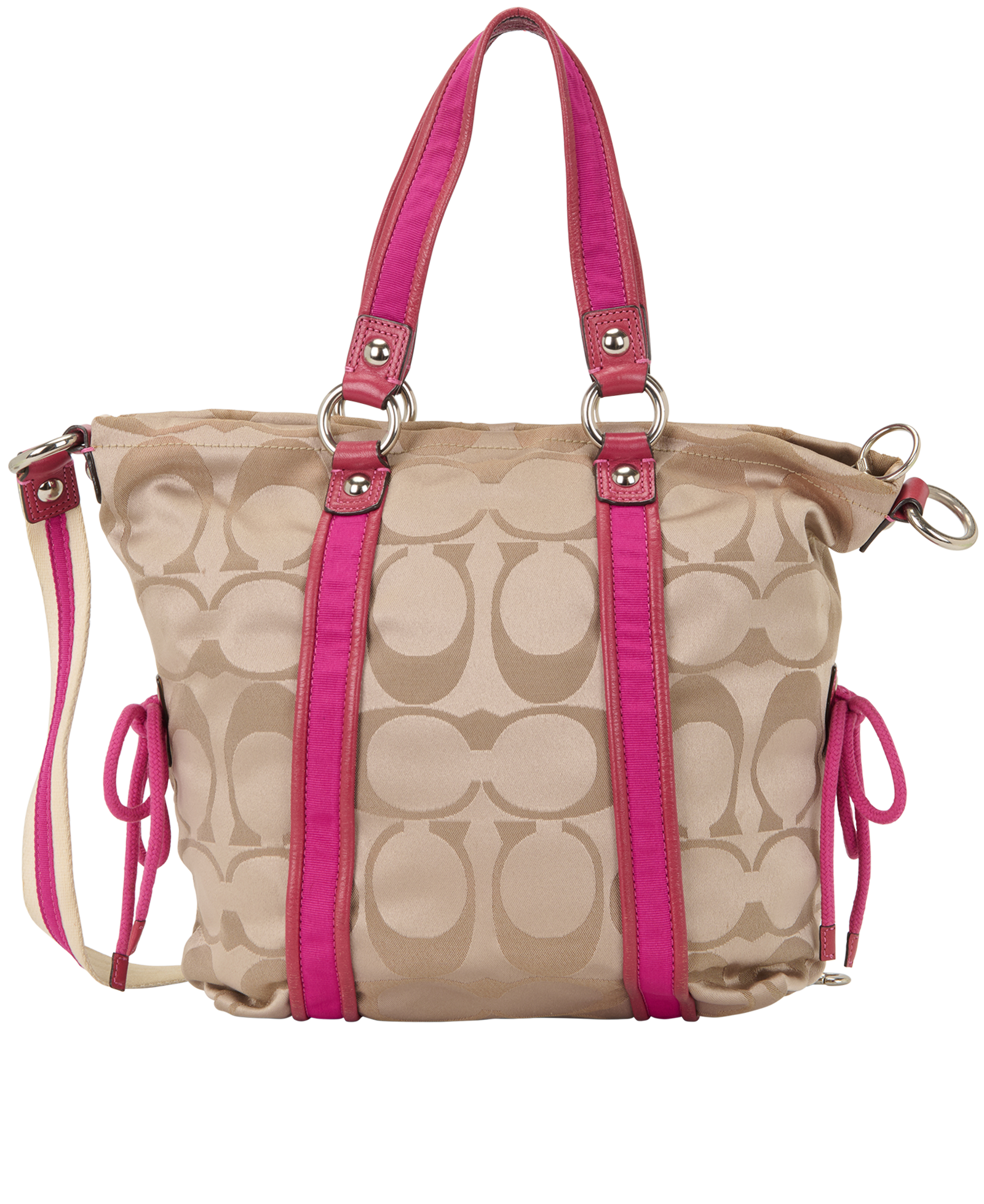 Poppy Shimmer Tote, &pound;40, Handbags, Beige/Pink, Canvas, Back view